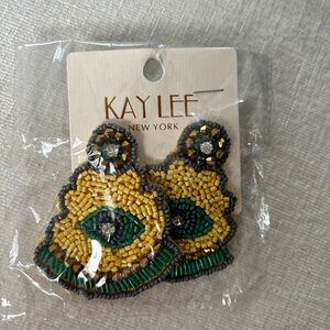Yellow and Green Beaded Earrings